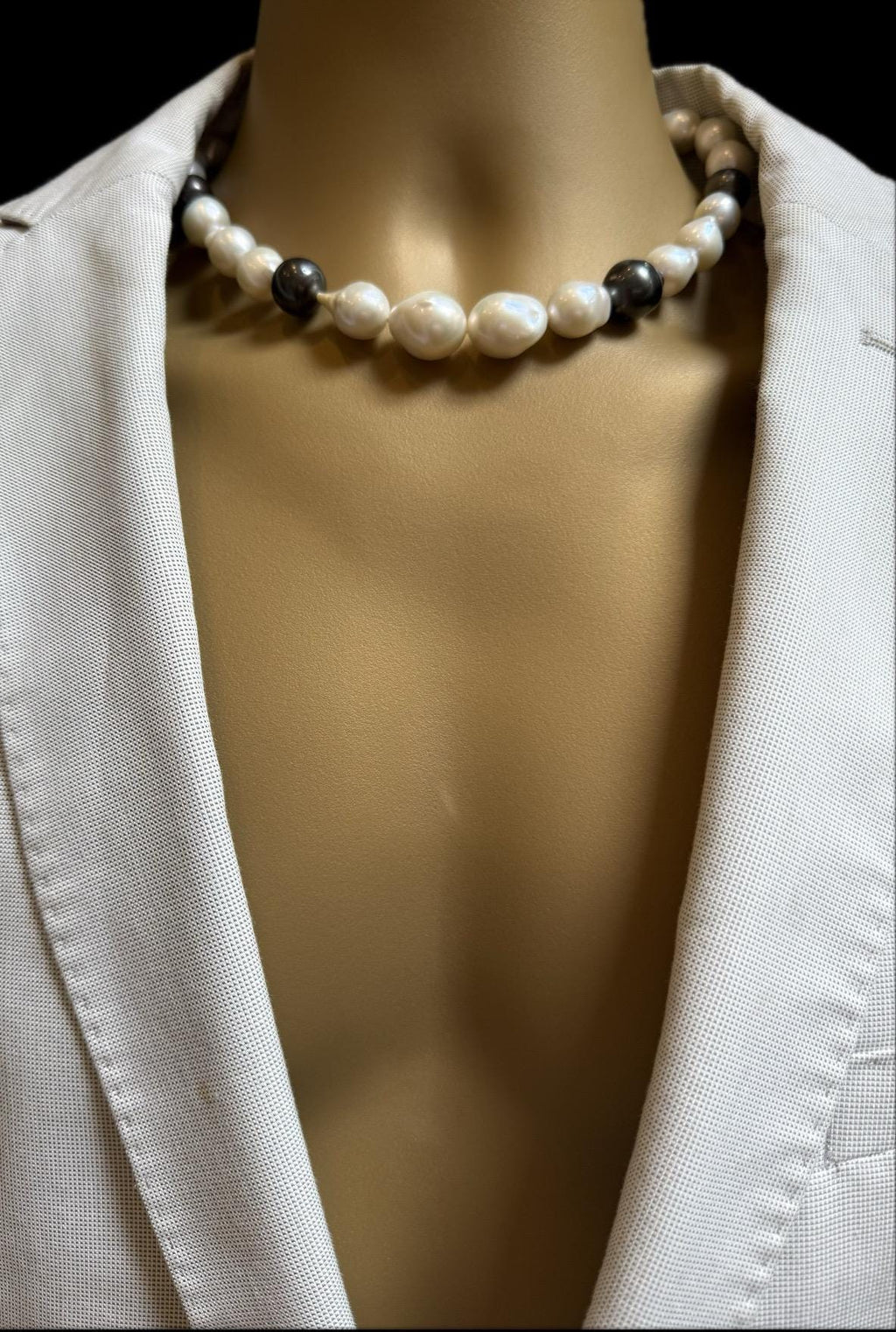 Baroque South Sea & Tahitian Pearl Necklace - 17mm, Silver Clasp - N-030