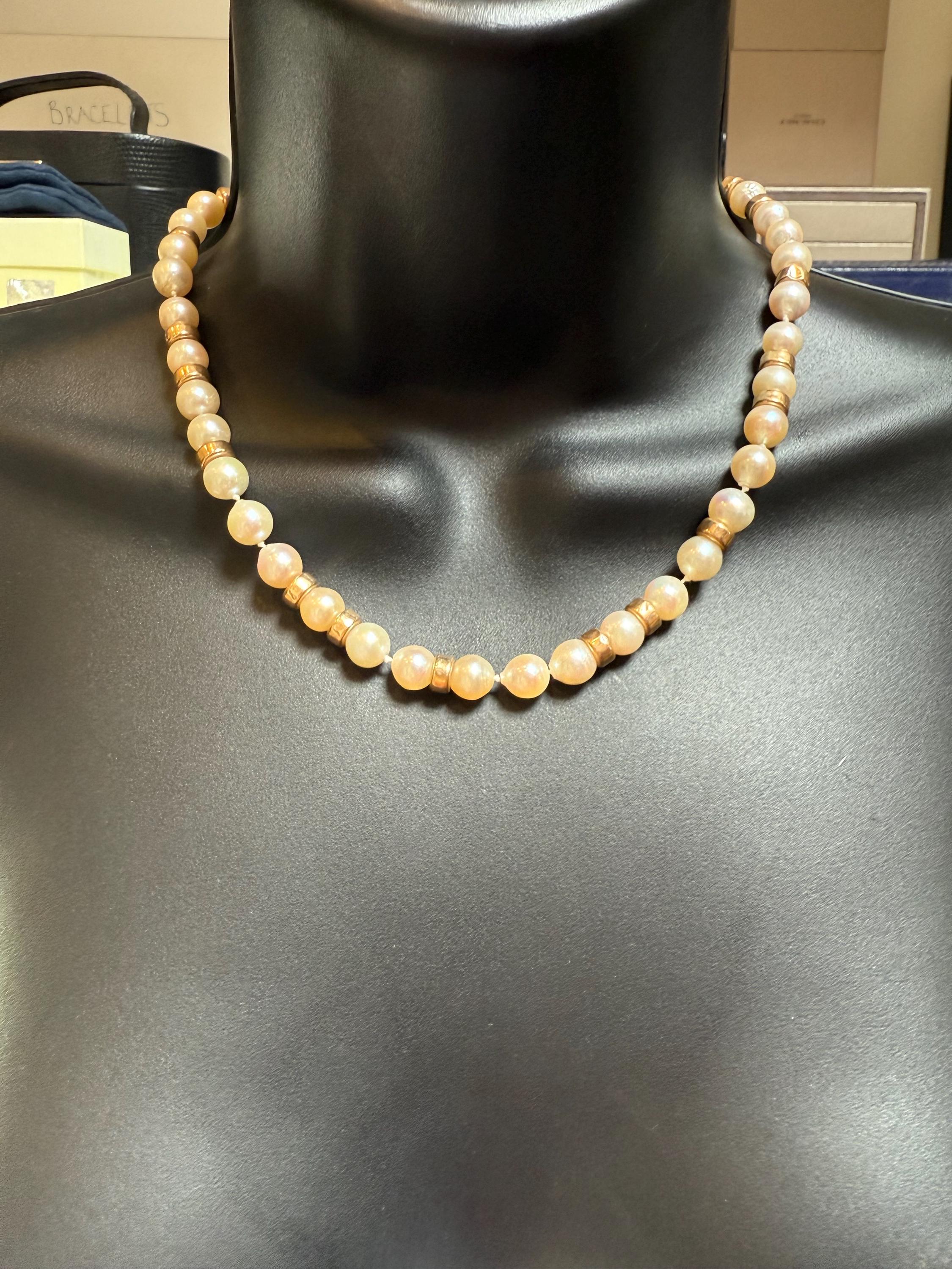 Vintage 9ct Gold Akoya Saltwater Pearl Necklace - N035