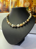 New 14ct Gold and Diamond Multi Hue Golden Tahitian Southsea Pearl  Necklace - N028