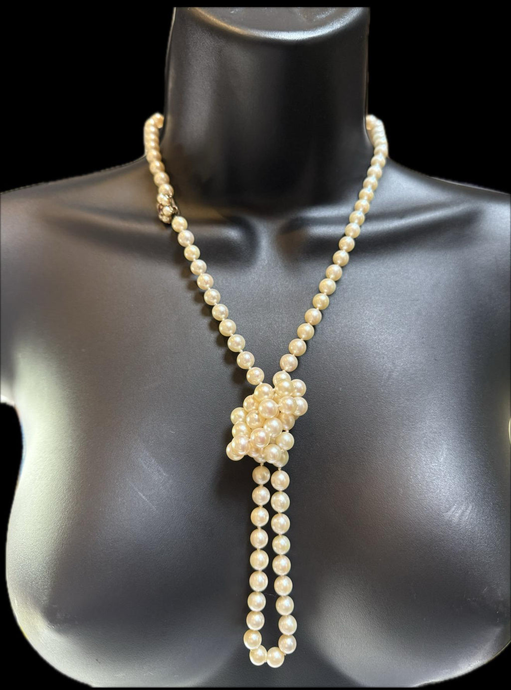 Vibtage 9ct Gold Amethyst Rope Length 36in Japanese Saltwater Akoya Pearl Necklace - N027