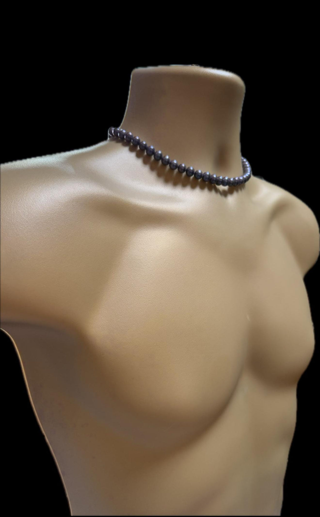 Vintage 14ct Gold Round 8mm Real Aubergine Freshwater Pearl Men’s Necklace - N031