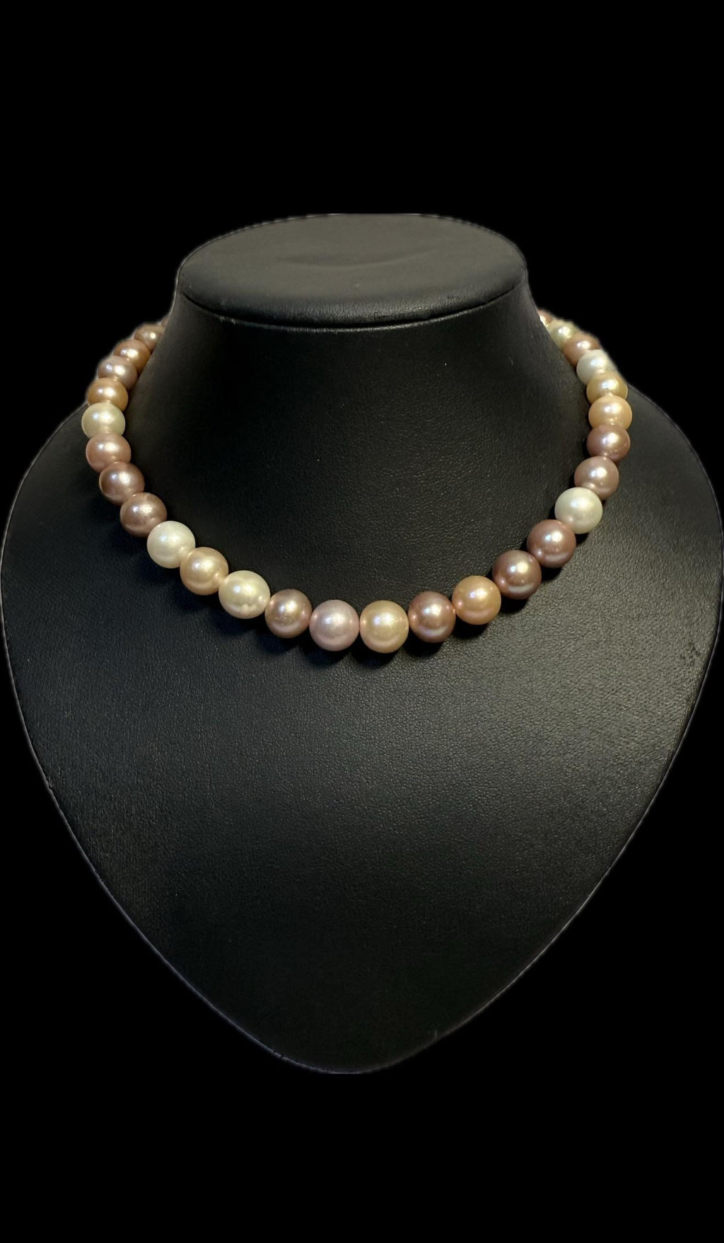 Mulicolour Freshwater Pearl Necklace Huge 11mm Pearls - Princess Length Silver Clasp - N010