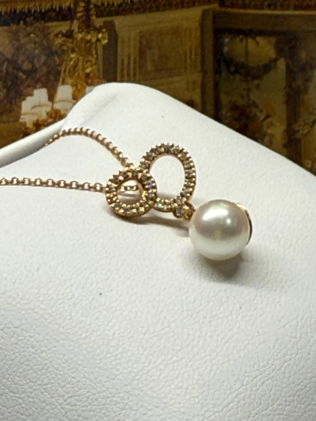 New Moraglione 18ct Rose Gold Diamond Pendant with Chain - N-045