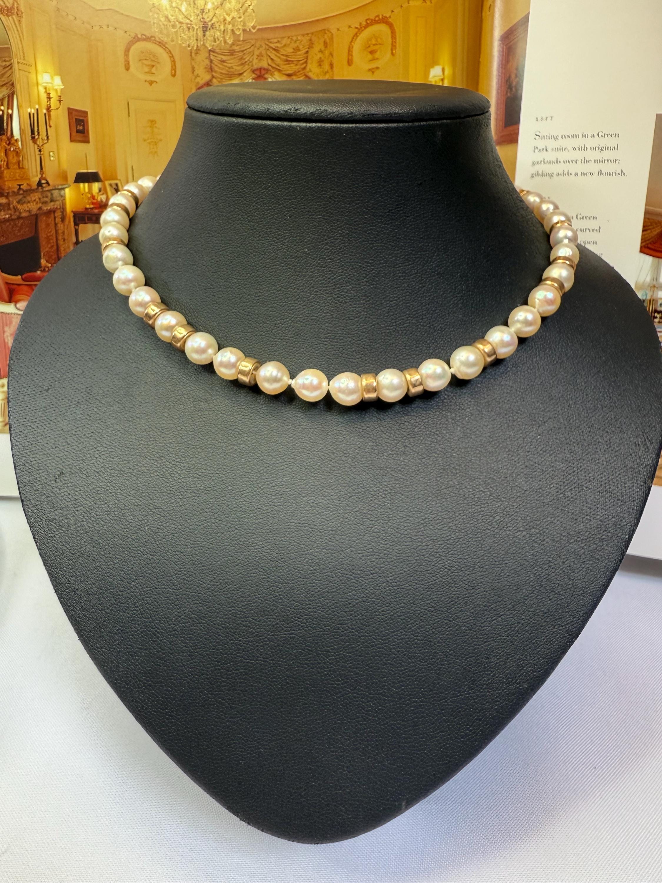 Vintage 9ct Gold Akoya Saltwater Pearl Necklace - N035