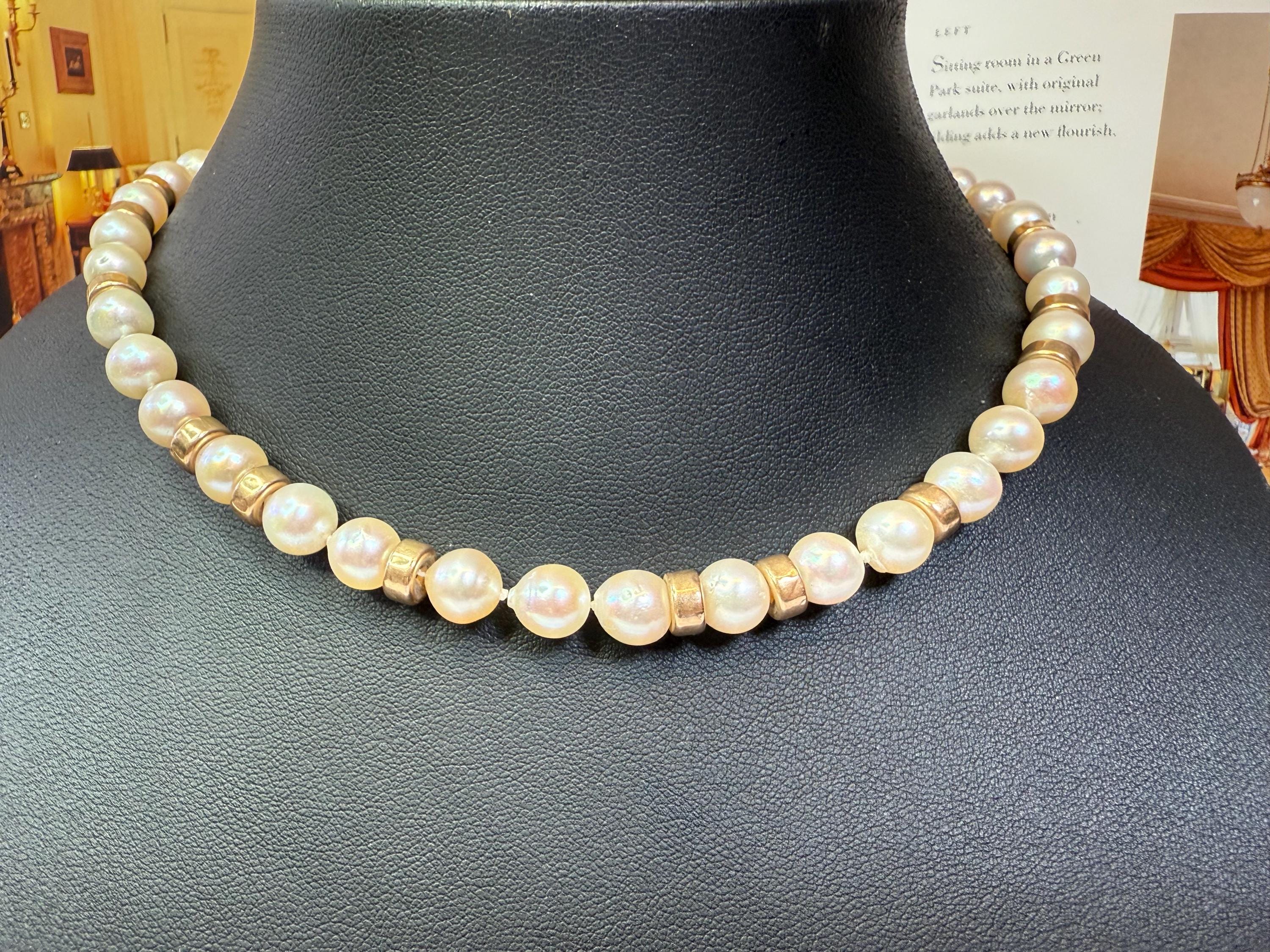 Vintage 9ct Gold Akoya Saltwater Pearl Necklace - N035