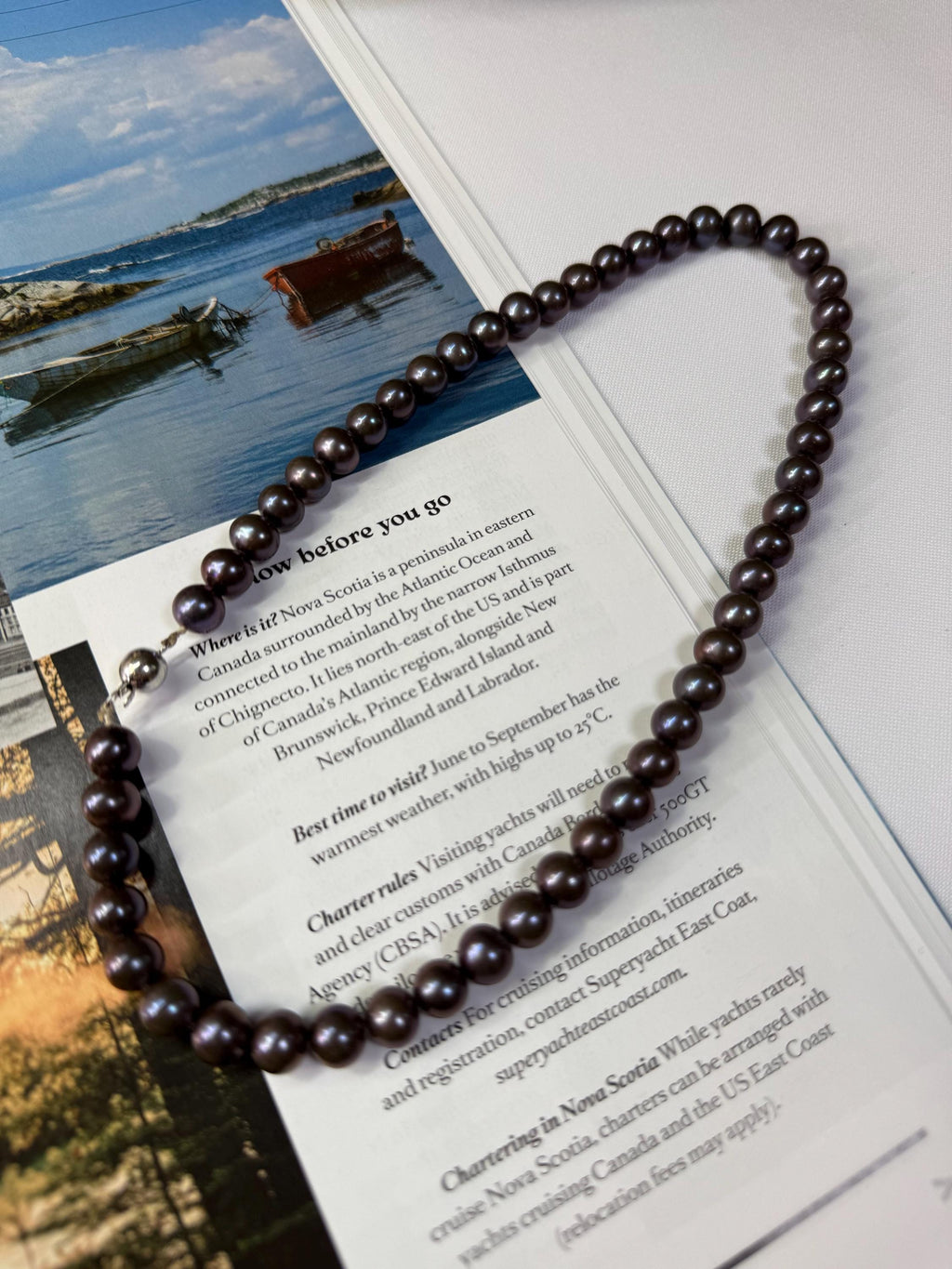 Vintage 14ct Gold Round 8mm Real Aubergine Freshwater Pearl Men’s Necklace - N031