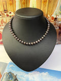 Vintage 14ct Gold Round 8mm Real Aubergine Freshwater Pearl Men’s Necklace - N031