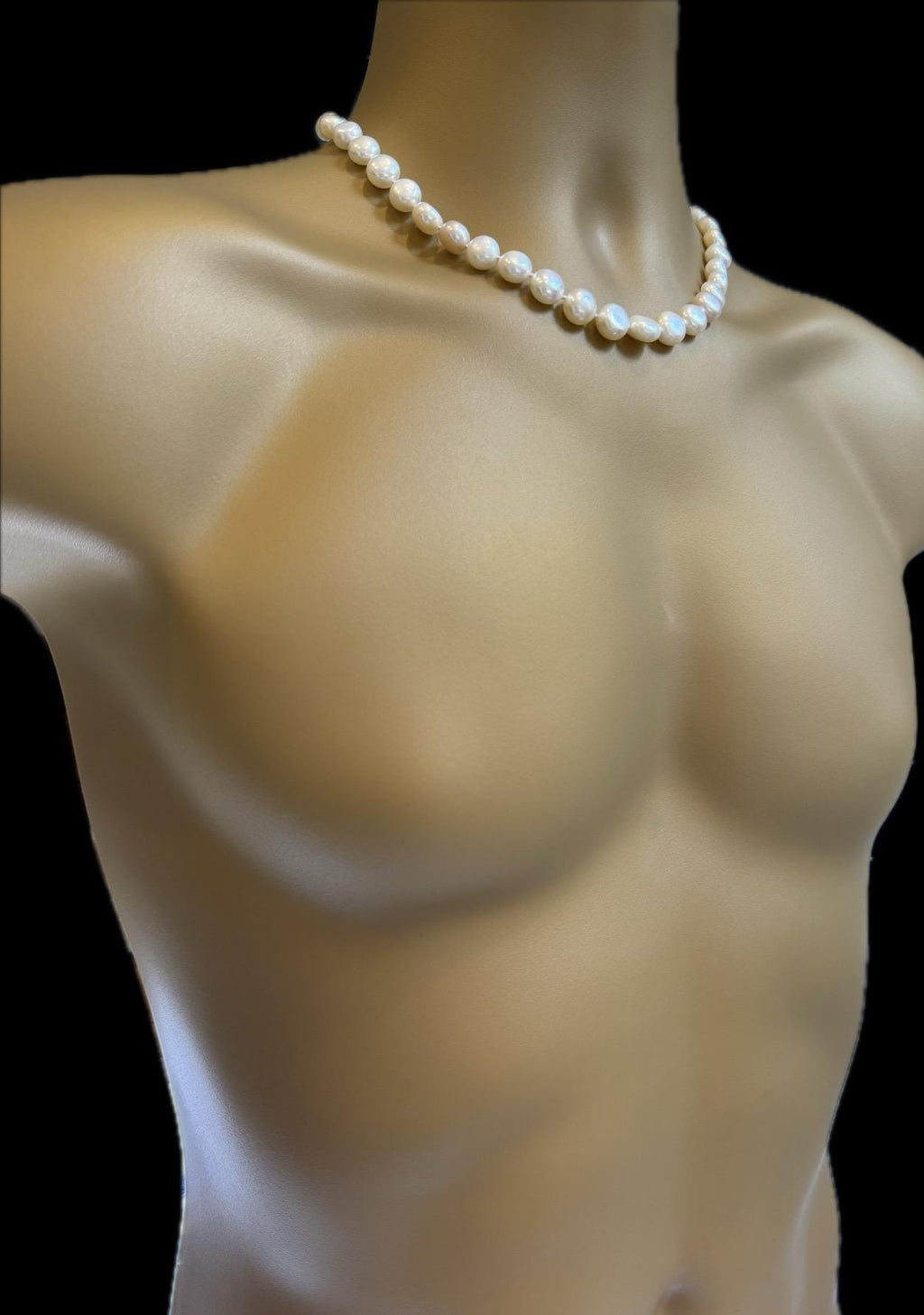 New 18ct Real Button Pearl Necklace For Men or Women Unisex 18inches - N-054