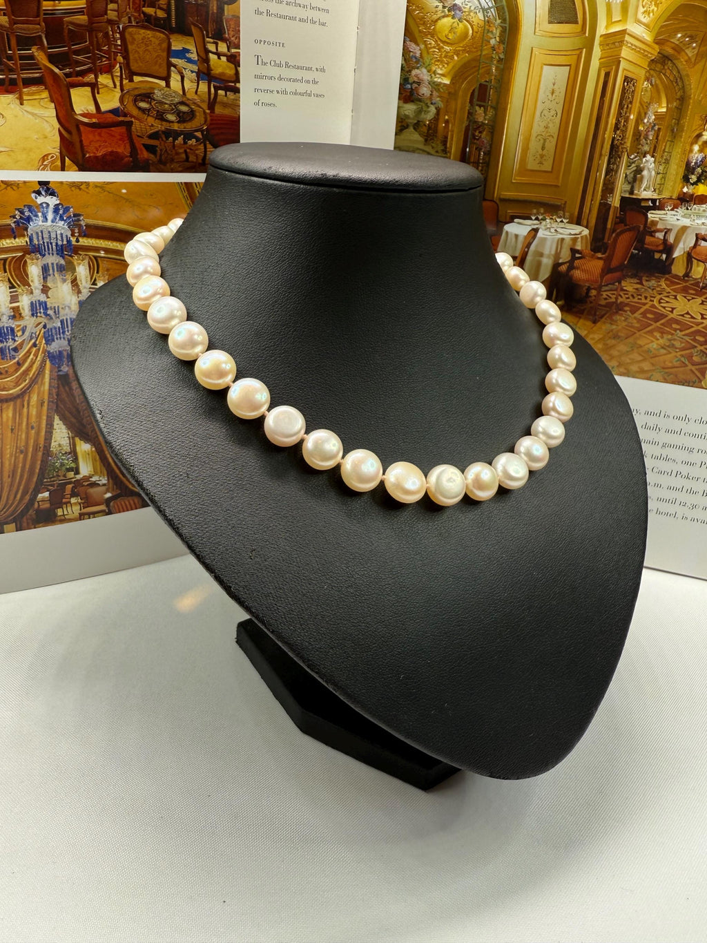 New 18ct Real Button Pearl Necklace For Men or Women Unisex 18inches - N-054