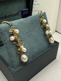 New 18ct Gold,  Diamond, Citrine, Smokey Quartz Freshwater Pearl Dangle Earrings - E-060