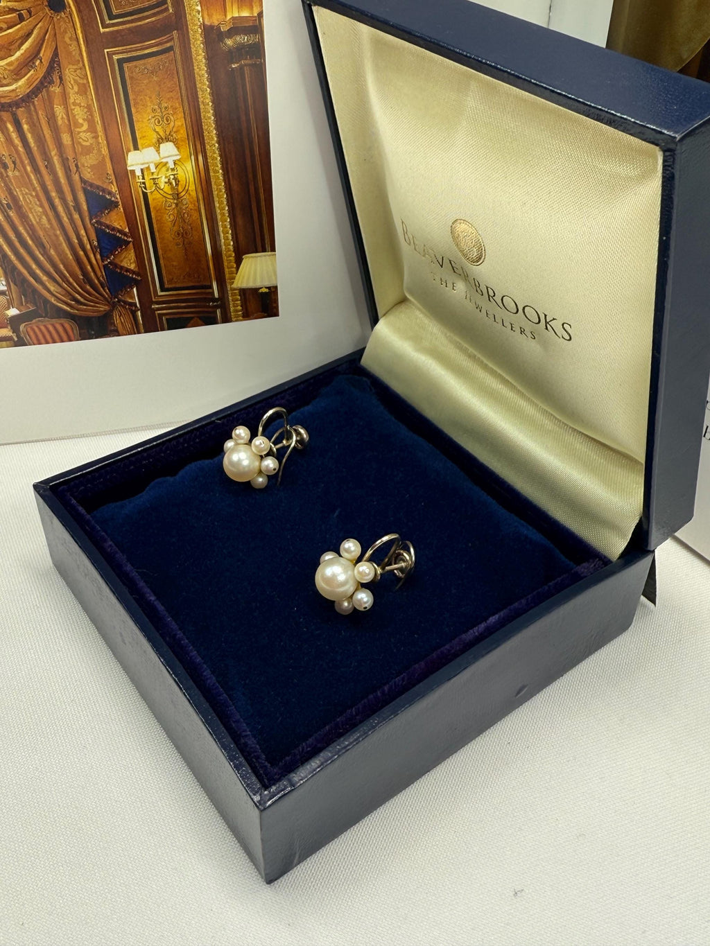 Vintage 1950’s  14ct Gold Daisy Akoya Pearl Earrings For Non-Pierced Ears  E-061