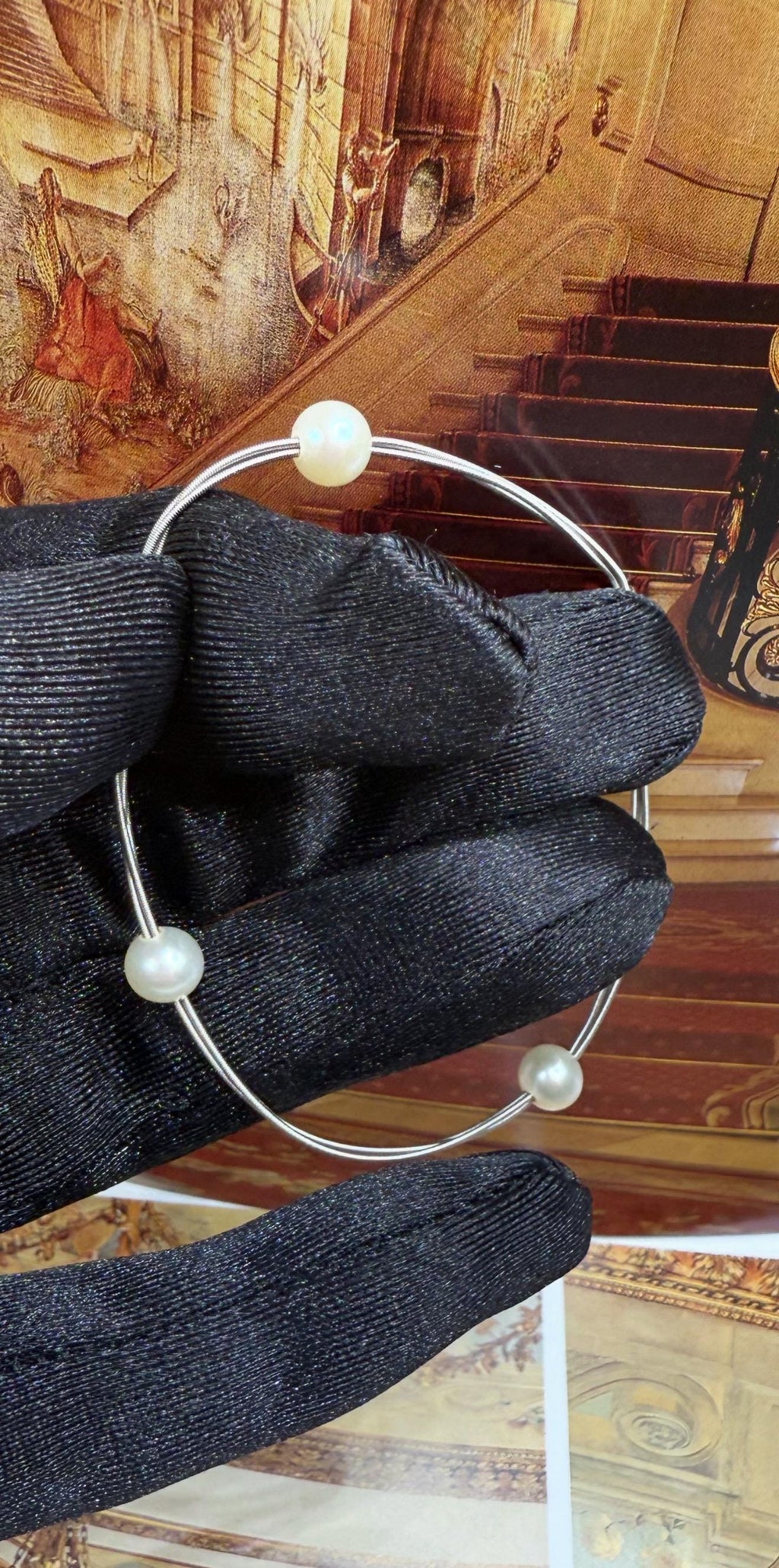 18ct Gold Saltwater Akoya Pearl Stationed Bracelet - B090