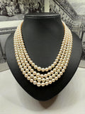 1950’s Estate Four Strand Japanese Akoya Pearl Necklace 18ct Gold Diamond Clasp - N082