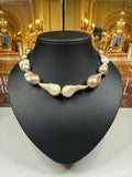 Vintage Huge Graduated Real Saltwater Keshi Pearl Necklace- N-123