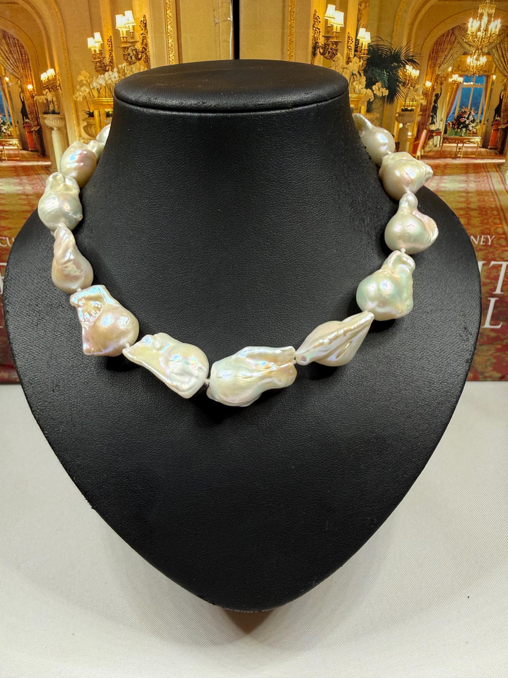 Huge Saltwater Keshi Pearl Necklace Magnectic Clasp N-124