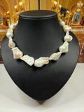 Huge Saltwater Keshi Pearl Necklace Magnectic Clasp N-124