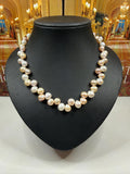Peach, White & Gold Freshwater Pearl Necklace: Silver Clasp - N121