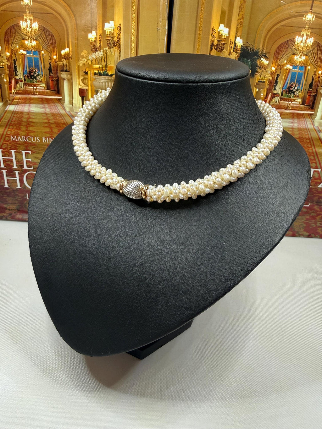 Woven Real Freshwater Pearl Necklace Choker 14ct Clasp Gift Idea - N113