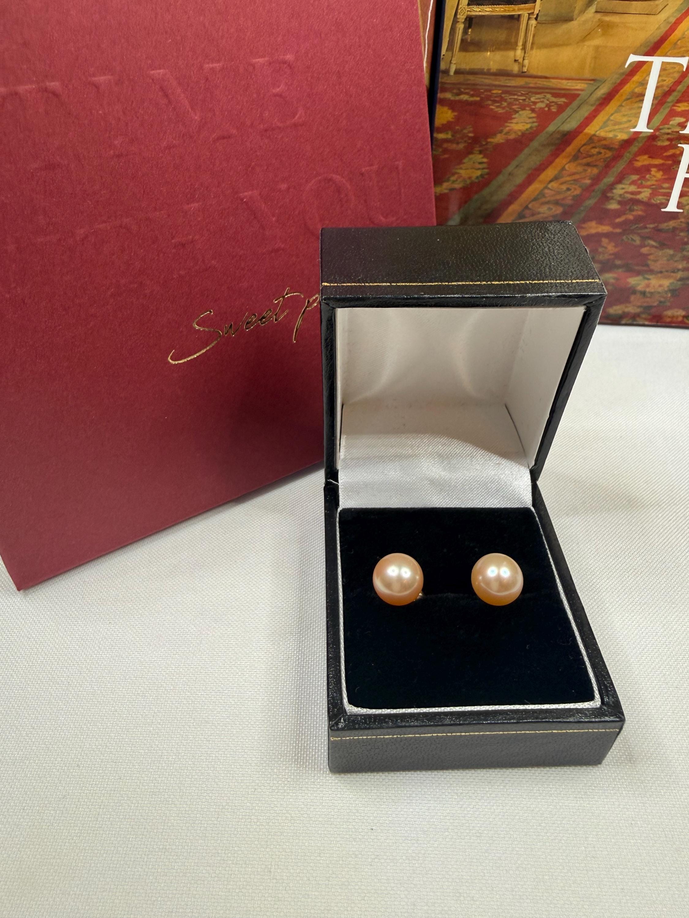 New 9ct Gold Real Cultured Pearl Stud Earrings 9mm Round Pearls - N127