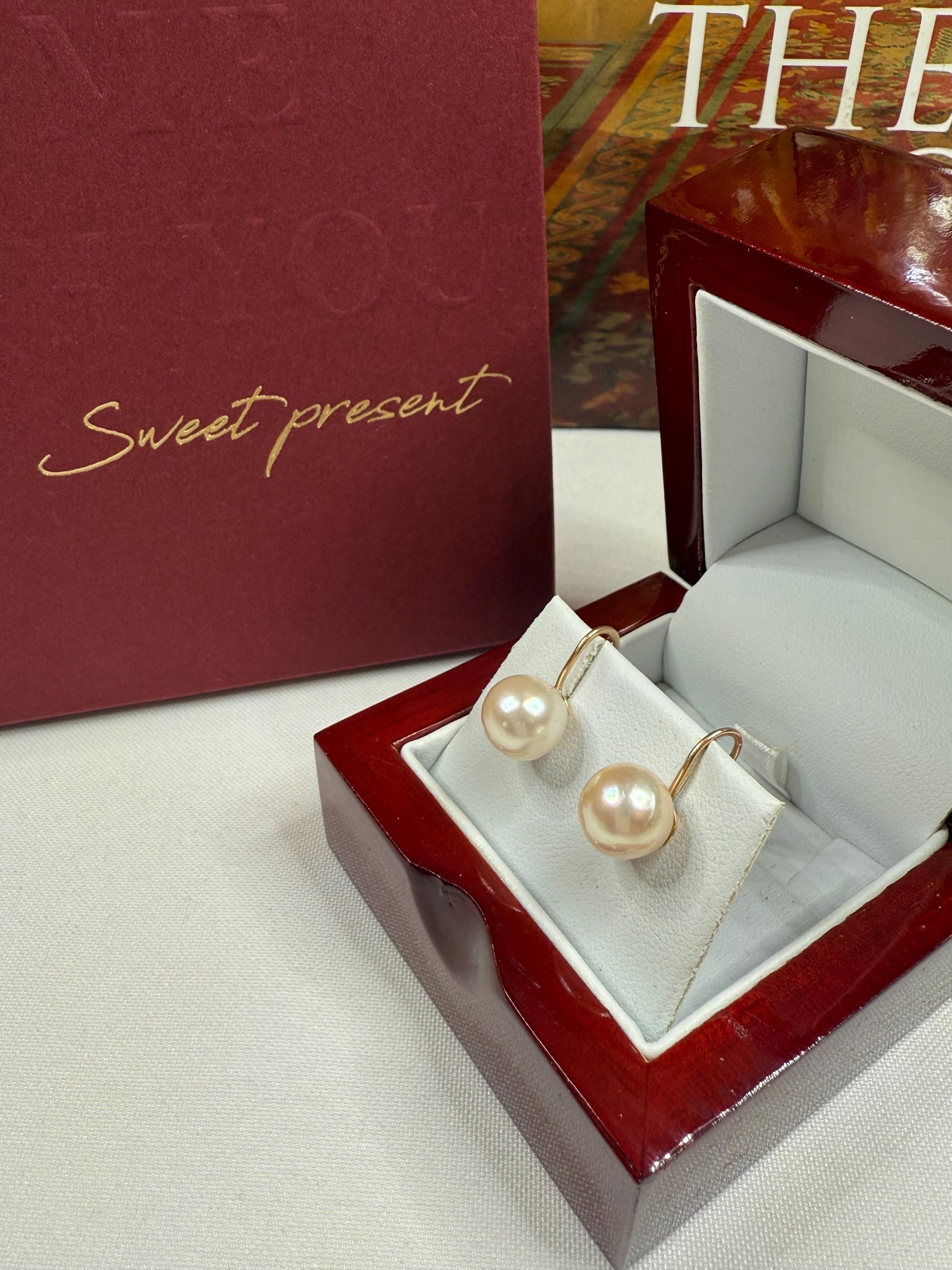 Vintage 1950s 14ct Gold South Sea Pearl Non-Pierced Earrings - E098