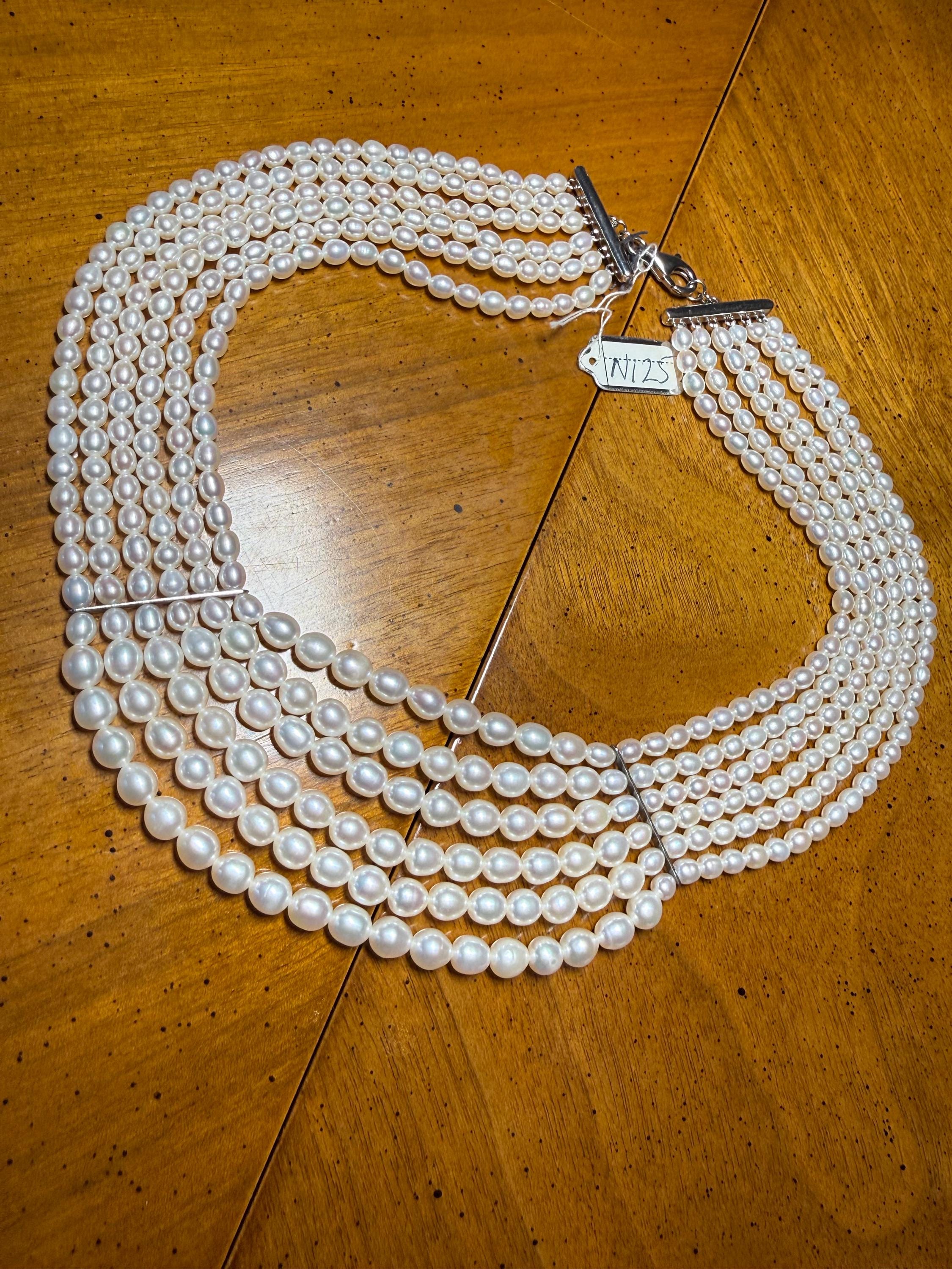 Graduated Six Strand Cultured Freshwater Pearl Necklace N-109