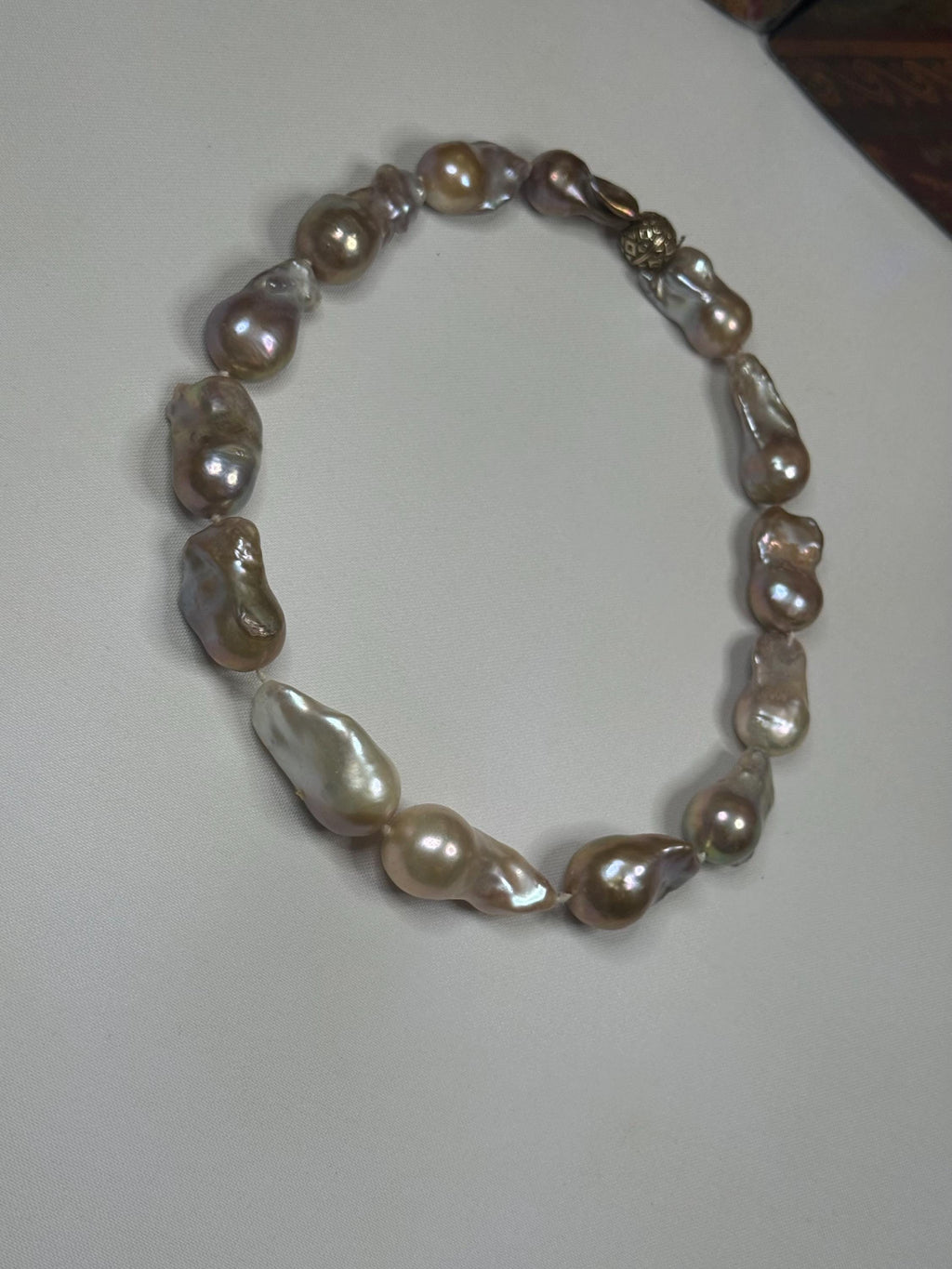 Vintage Huge Graduated Real Saltwater Keshi Pearl Necklace- N-123