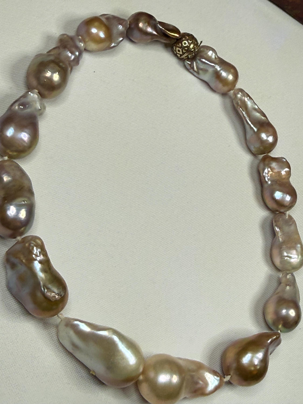 Vintage Huge Graduated Real Saltwater Keshi Pearl Necklace- N-123