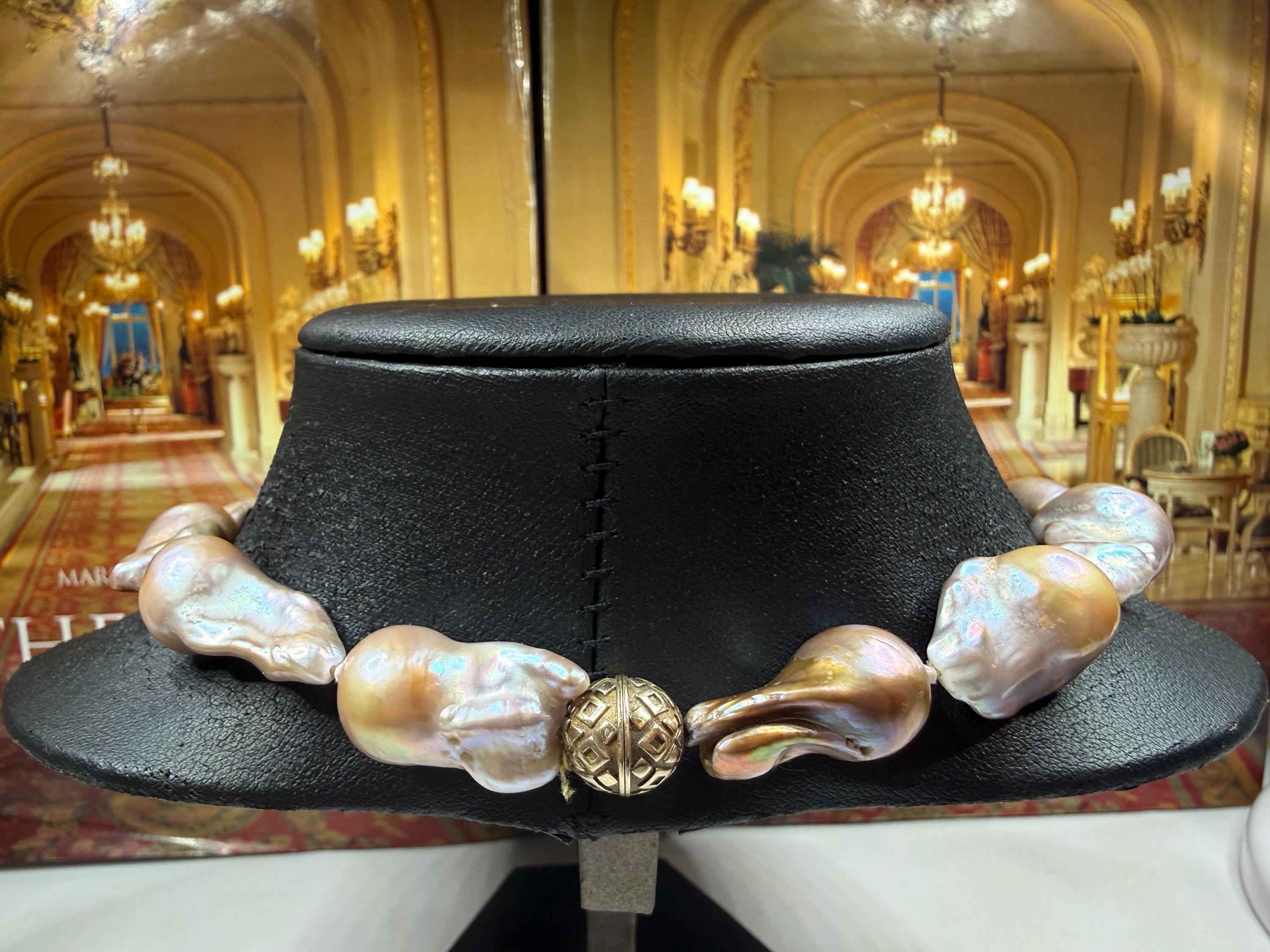 Vintage Huge Graduated Real Saltwater Keshi Pearl Necklace- N-123