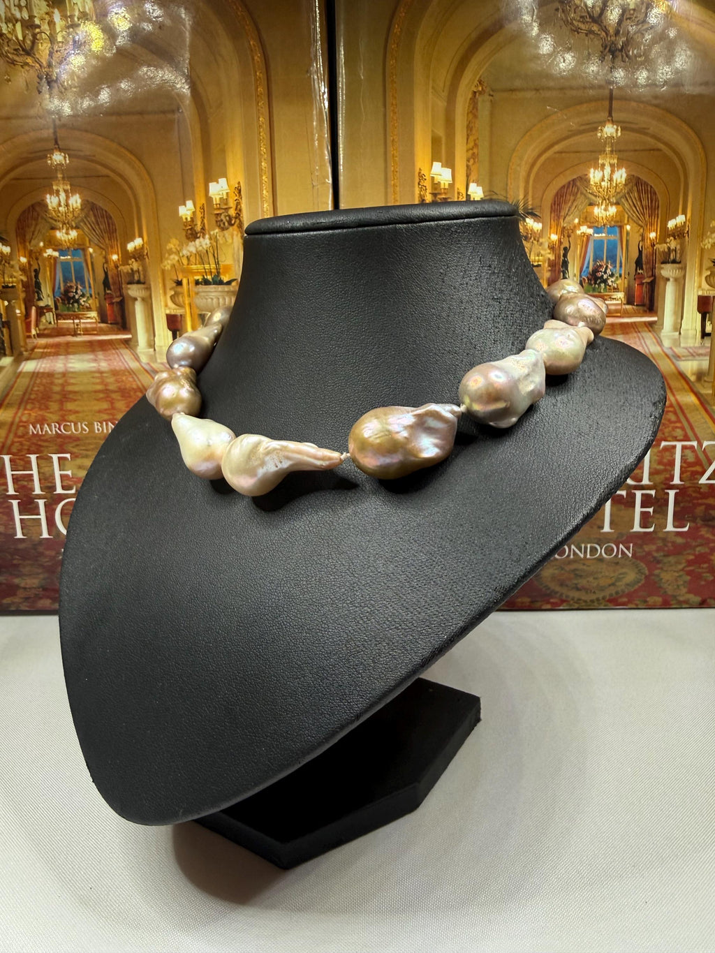 Vintage Huge Graduated Real Saltwater Keshi Pearl Necklace- N-123