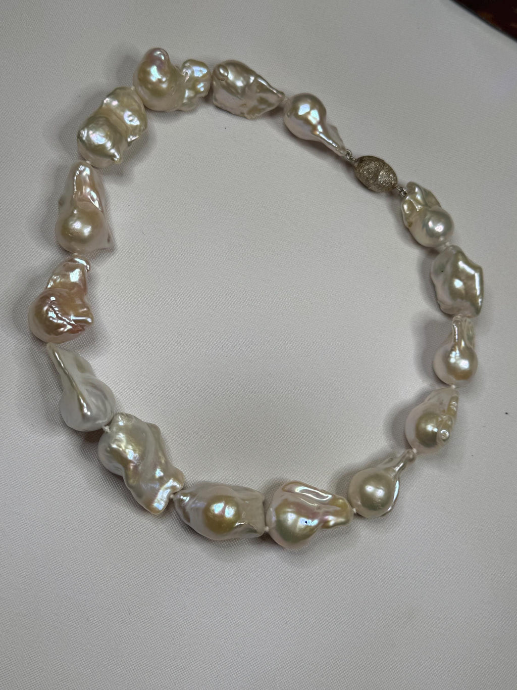 Huge Saltwater Keshi Pearl Necklace Magnectic Clasp N-124