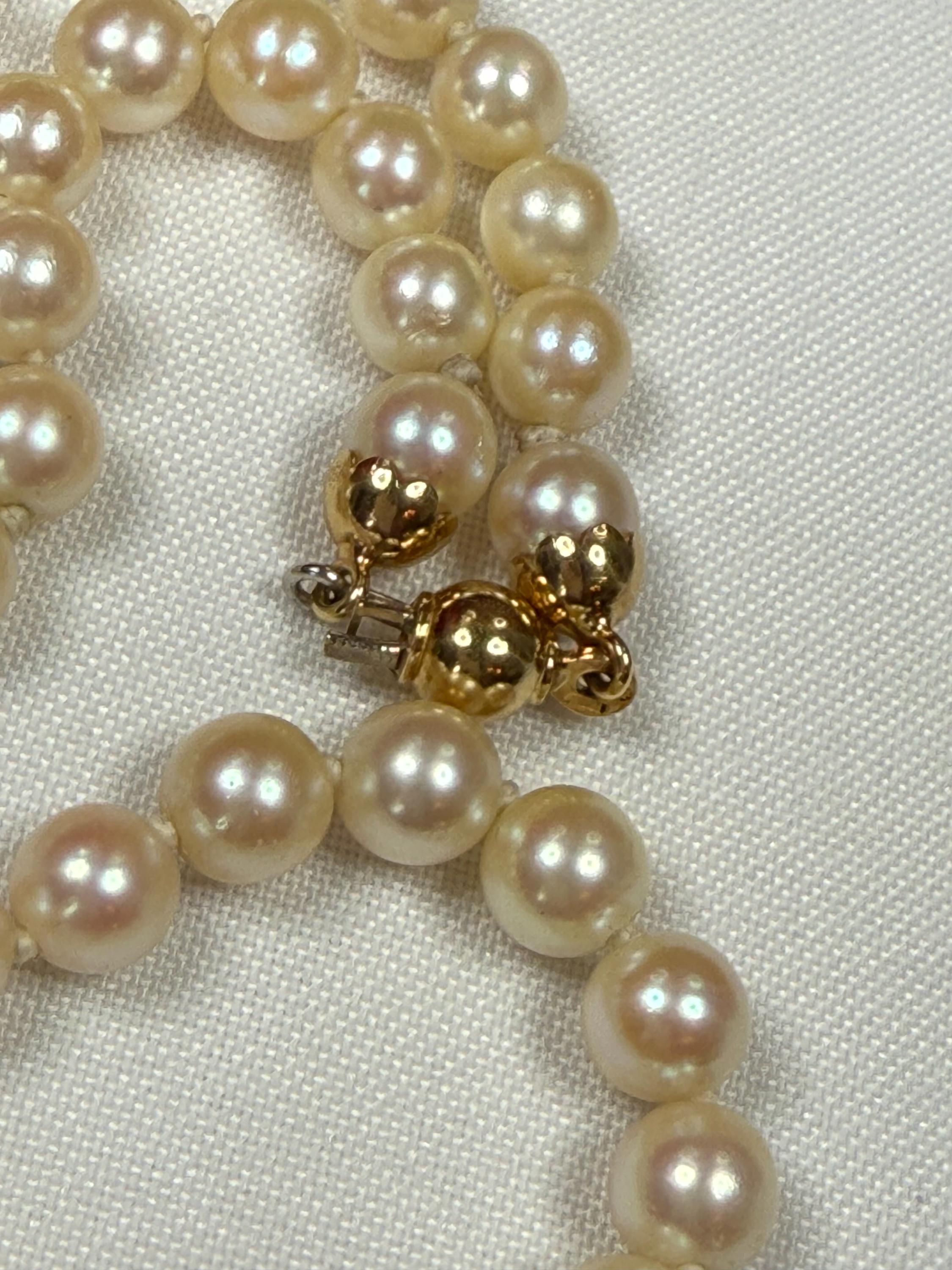 18ct Yellow Gold 25in Japanese Saltwater Akoya Pearl Necklace 6mm - N055