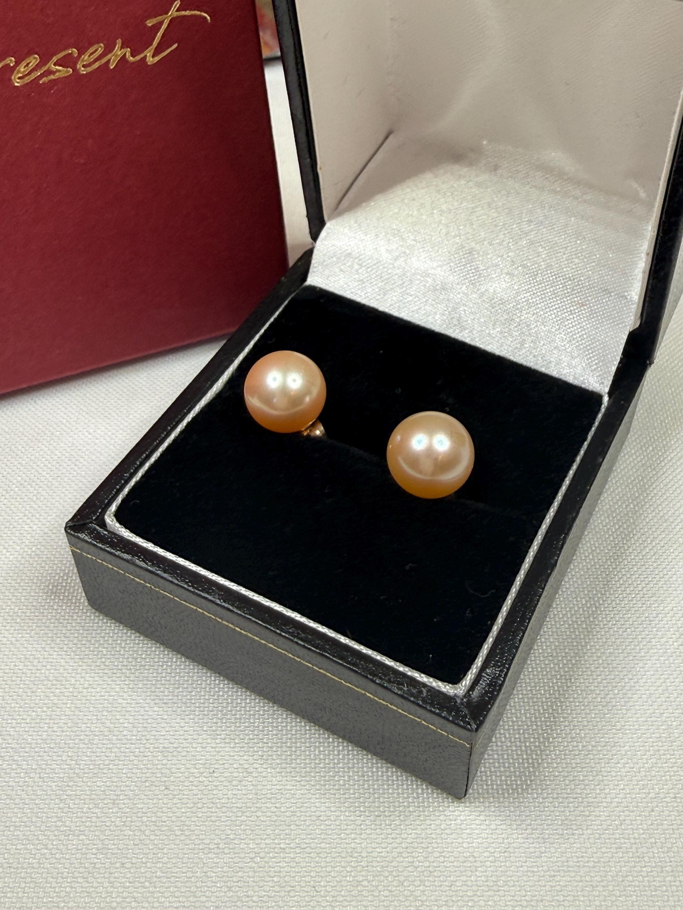 New 9ct Gold Real Cultured Pearl Stud Earrings 9mm Round Pearls - N127