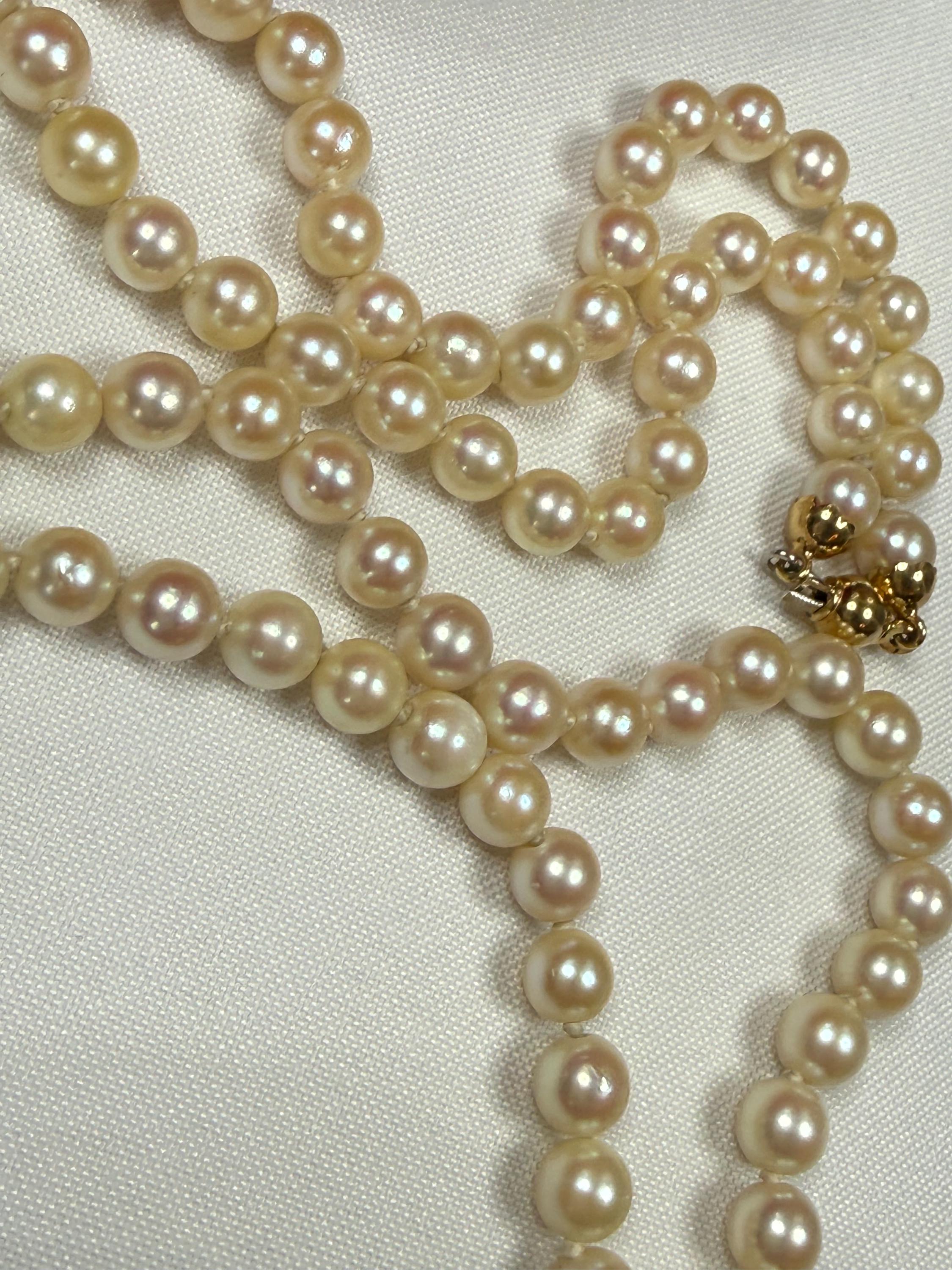 18ct Yellow Gold 25in Japanese Saltwater Akoya Pearl Necklace 6mm - N055