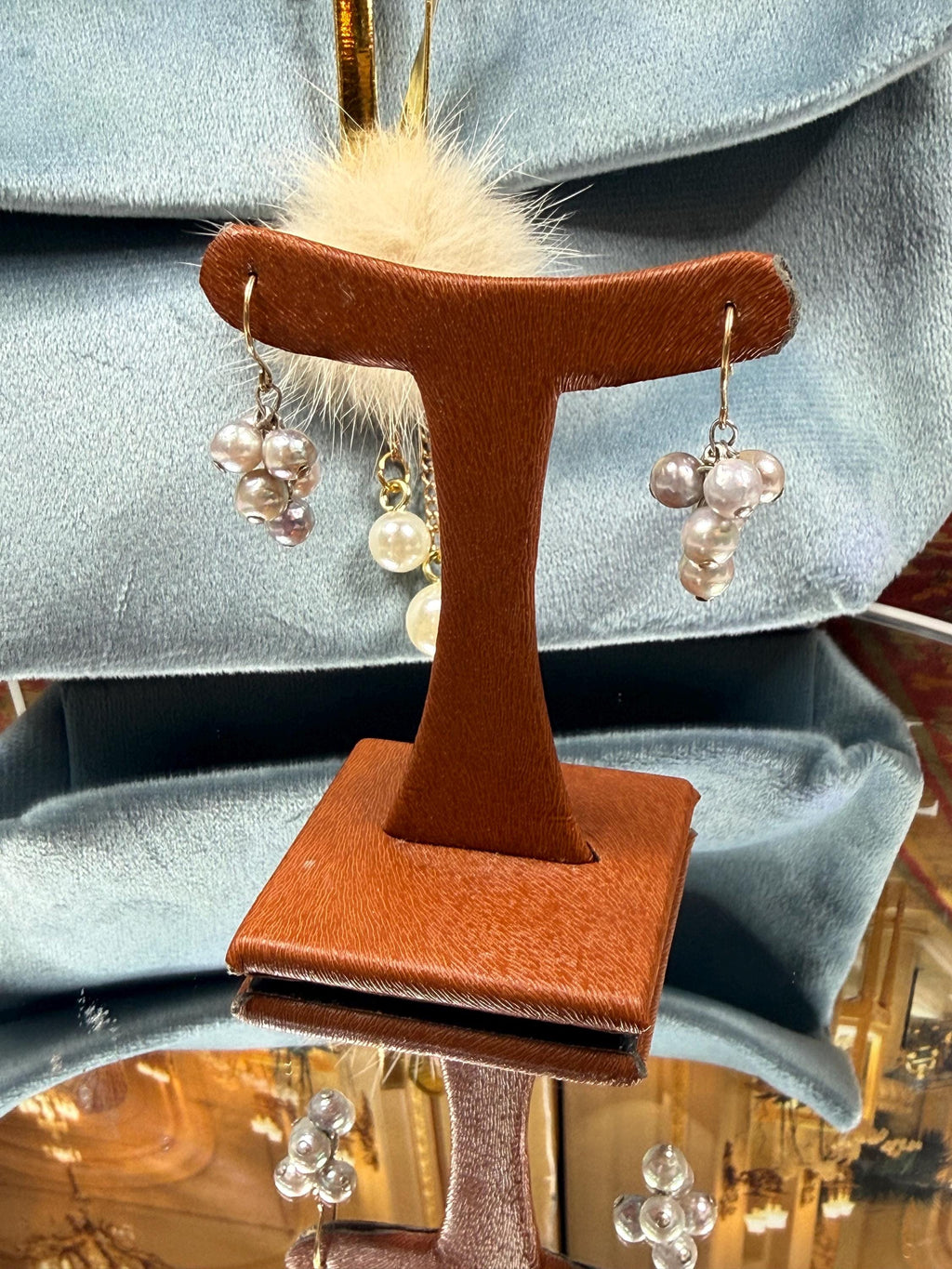 Vintage 1970s 14ct Gold Akoya Pearl Grapes Dangle Earrings - E149