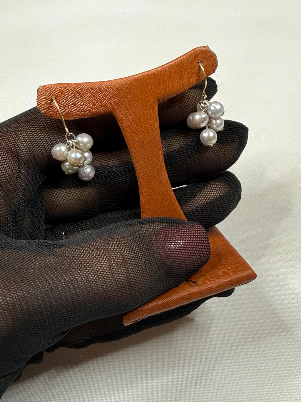 Vintage 1970s 14ct Gold Akoya Pearl Grapes Dangle Earrings - E149