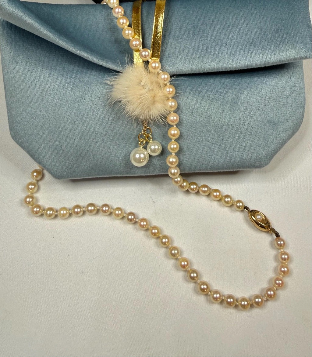 Vintage 9ct Gold Japanese Akoya Saltwater Pearl Necklace High Quality 19.5in - N157A