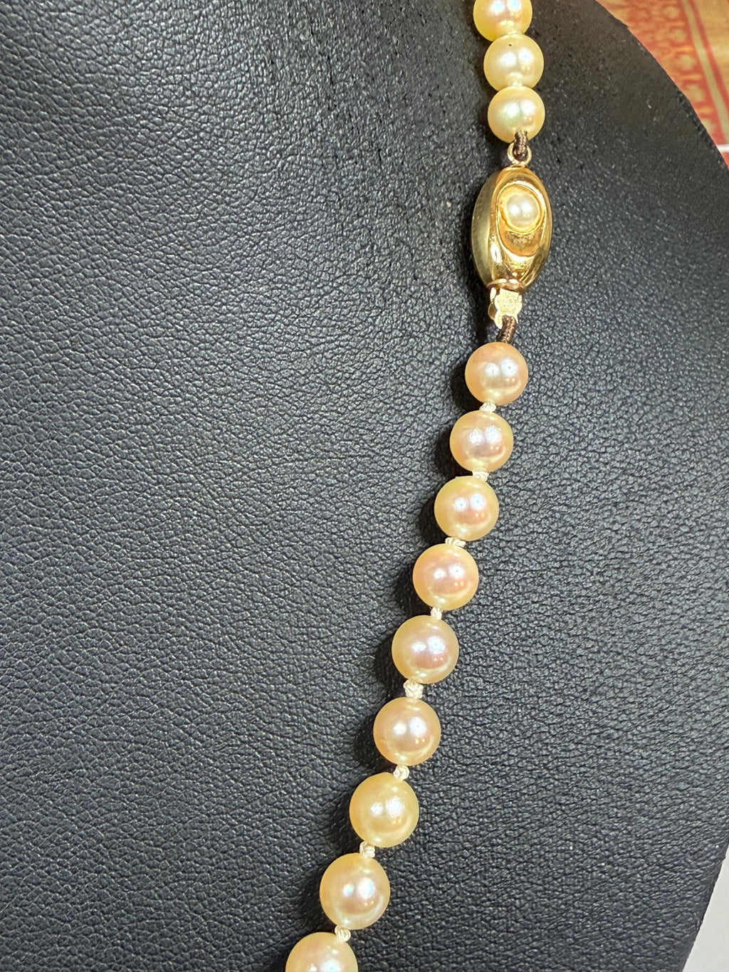 Vintage 9ct Gold Japanese Akoya Saltwater Pearl Necklace High Quality 19.5in - N157A