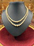 Vintage 9ct Gold Double Strand Graduated 5-8mm Real Saltwater Pearl Necklace - N137