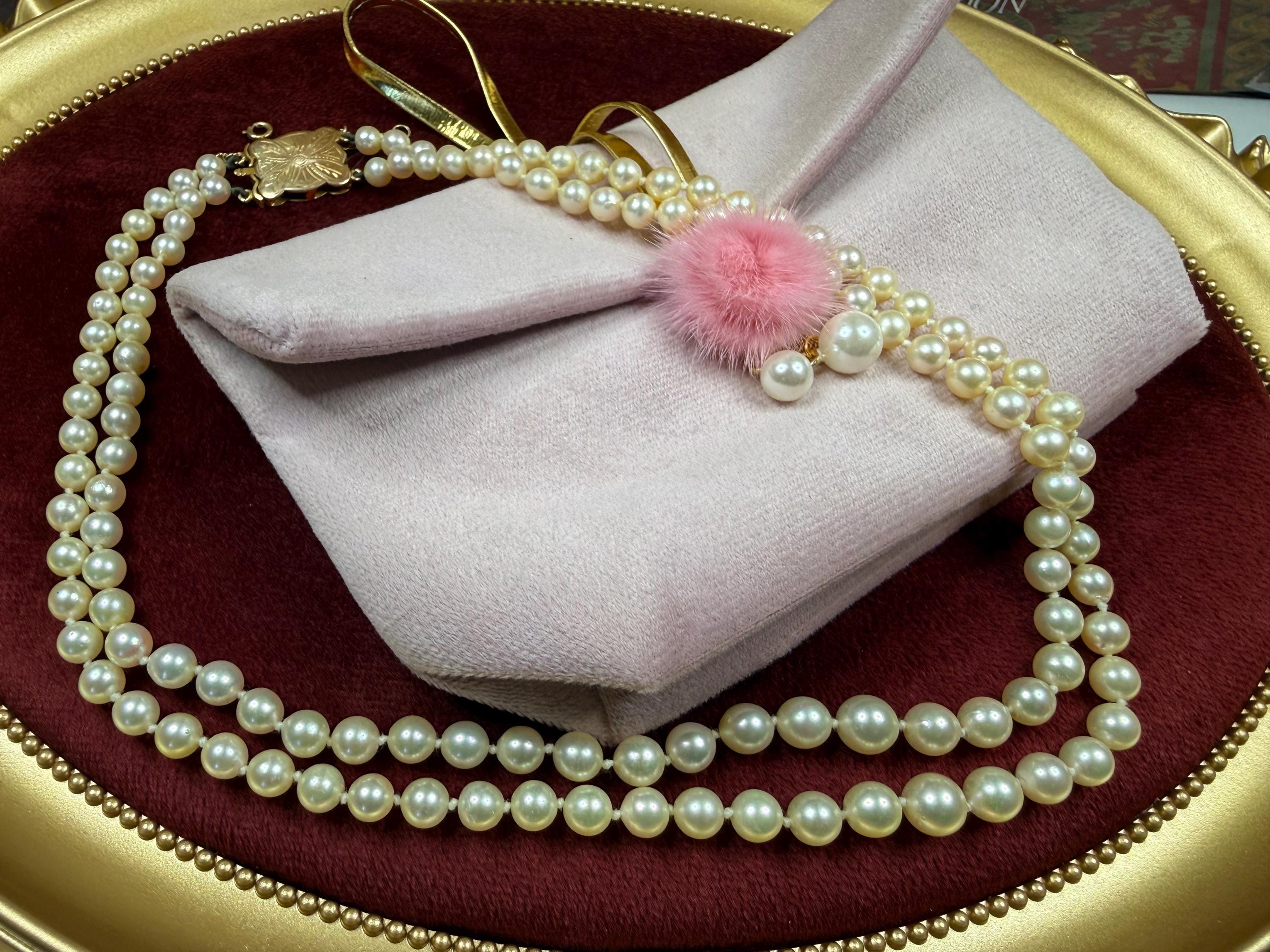 Vintage 9ct Gold Double Strand Graduated 5-8mm Real Saltwater Pearl Necklace - N137
