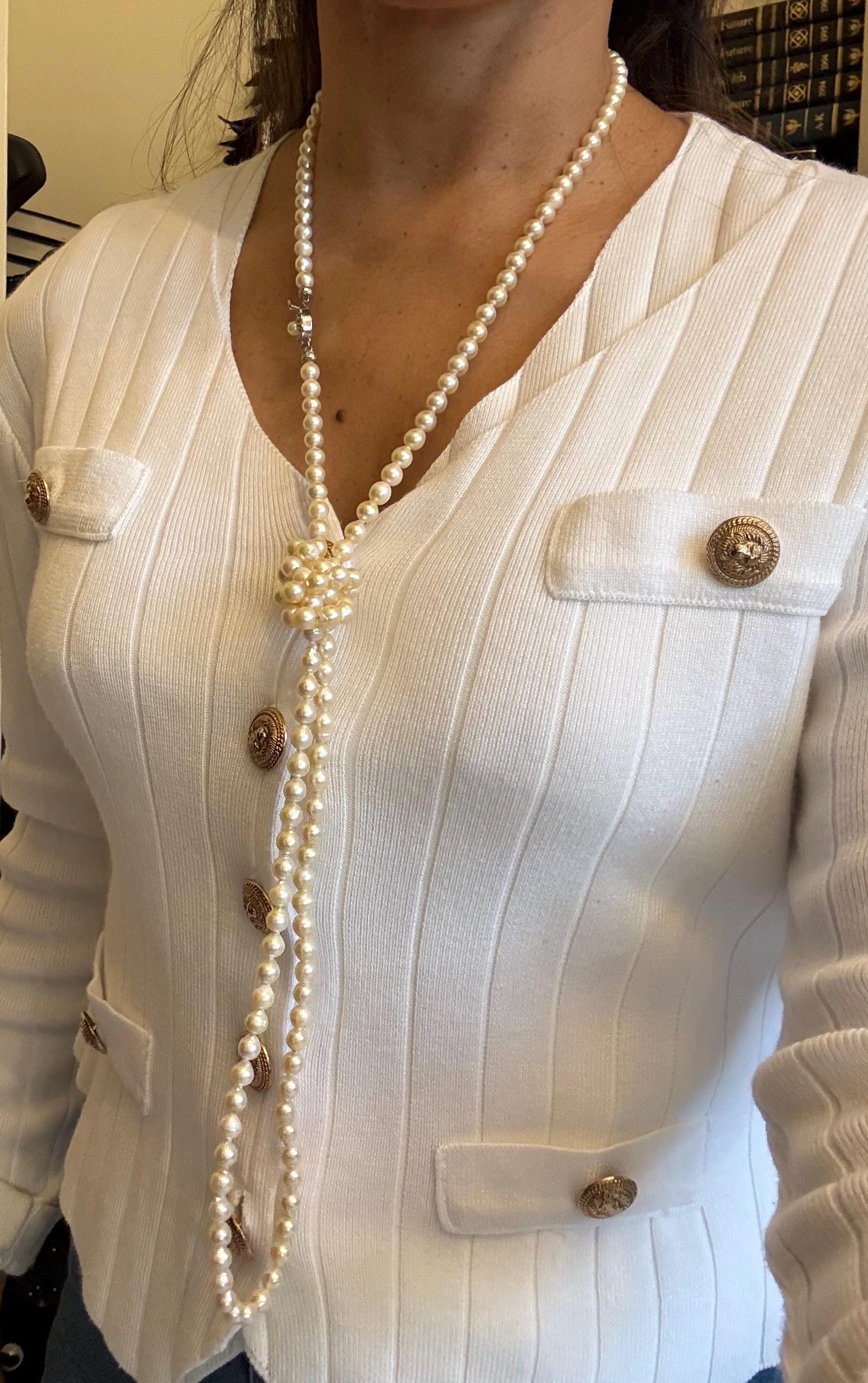 Vintage 50in Golden Tone Freshwater Pearl Rope Necklace - N-169