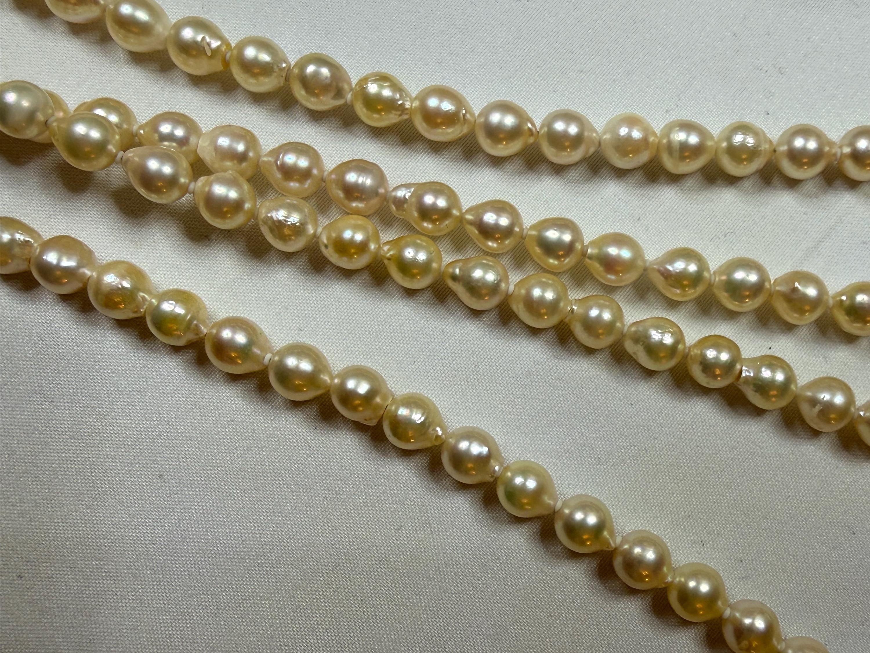 Vintage 50in Golden Tone Freshwater Pearl Rope Necklace - N-169