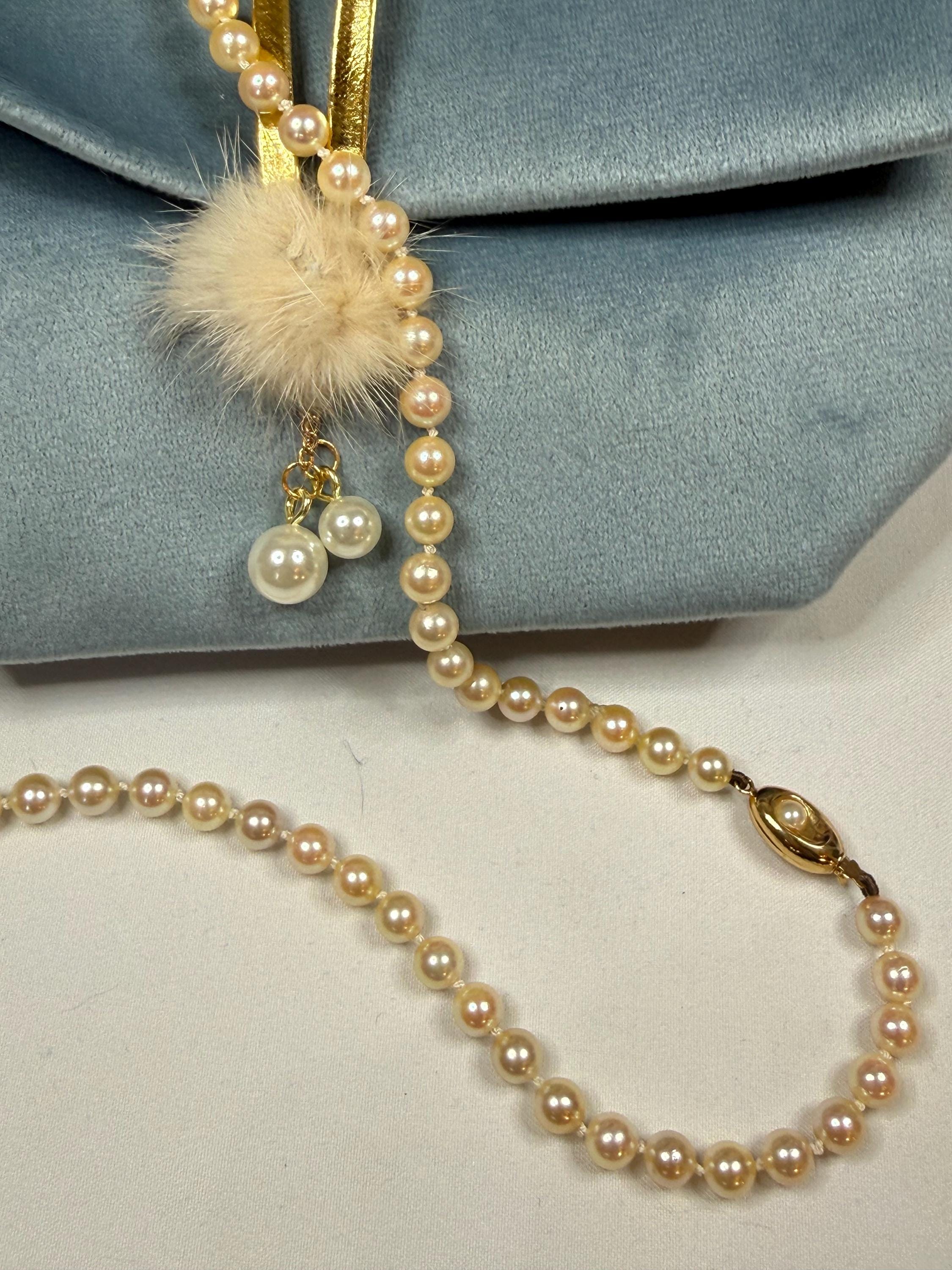 Vintage 9ct Gold Japanese Akoya Saltwater Pearl Necklace High Quality 19.5in - N157A