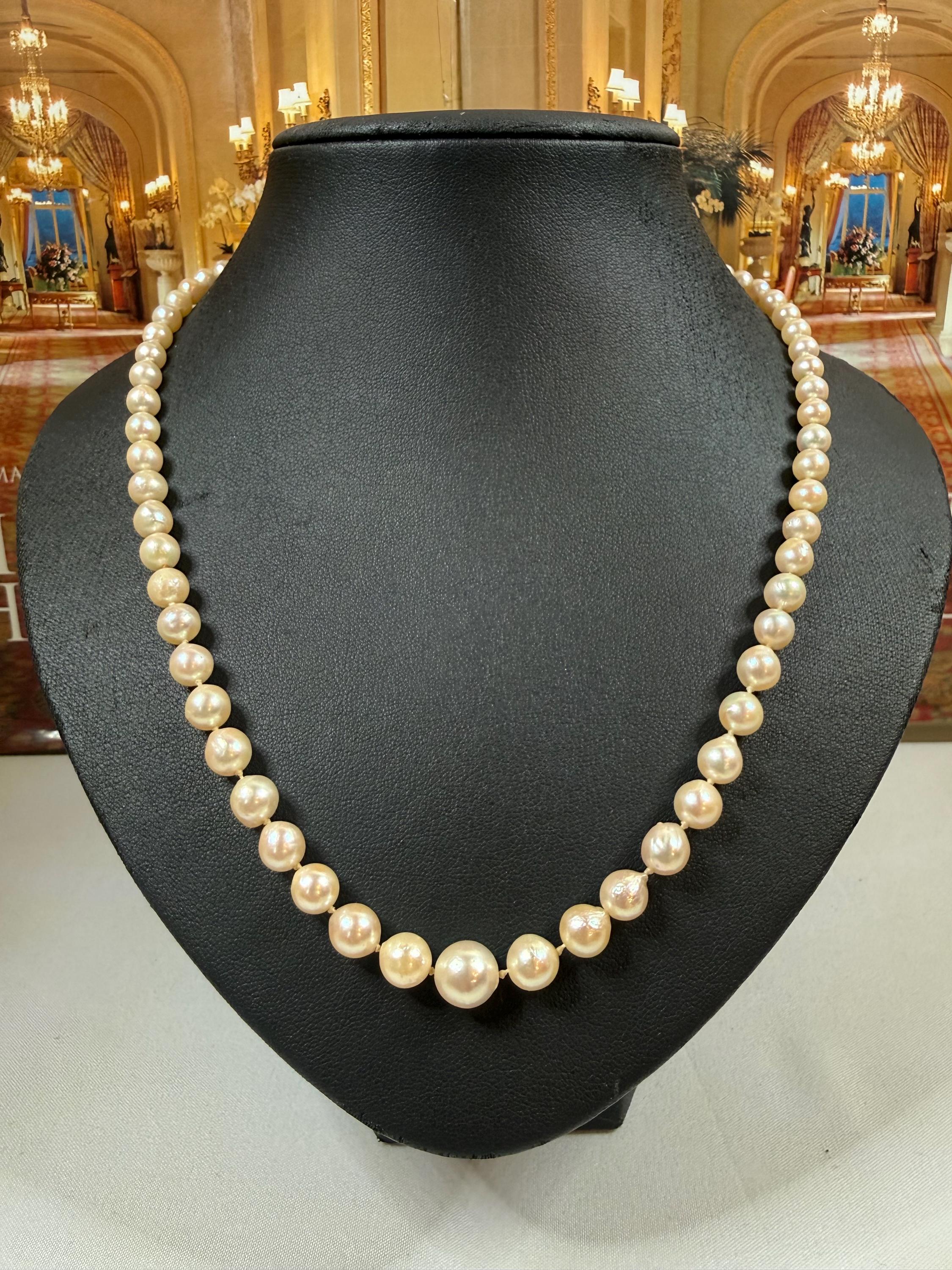 Vintage Mikimoto Graduated 21in  Pearl Necklace 5-8mm - N168