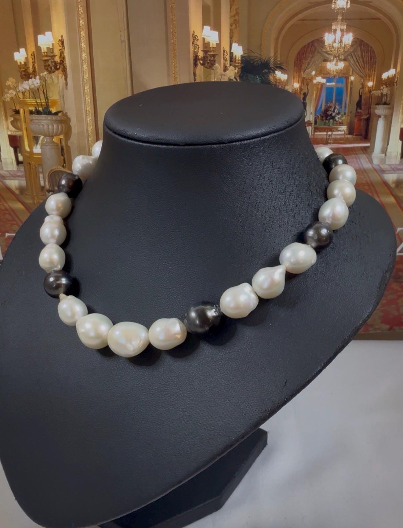 Baroque South Sea & Tahitian Pearl Necklace - 17mm, Silver Clasp - N-030