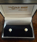 Vintage 1950s 9ct Gold Saltwater Akoya Pearl 6mm Earrings - E-167B