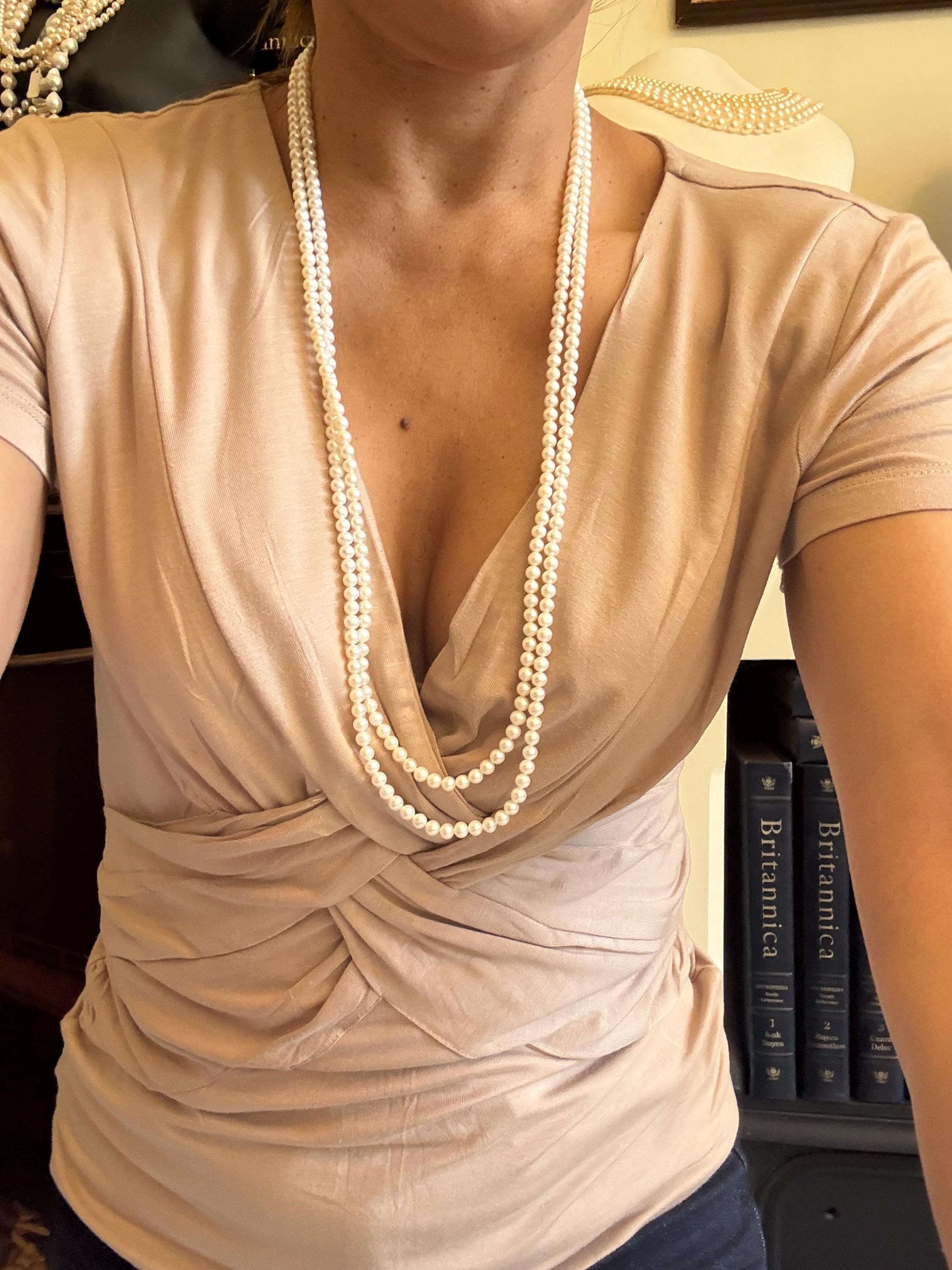 Two 14ct Gold Freshwater Pearl Necklaces and Freshwater Pearl Cross - N-168B