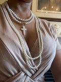 Two 14ct Gold Freshwater Pearl Necklaces and Freshwater Pearl Cross - N-168B