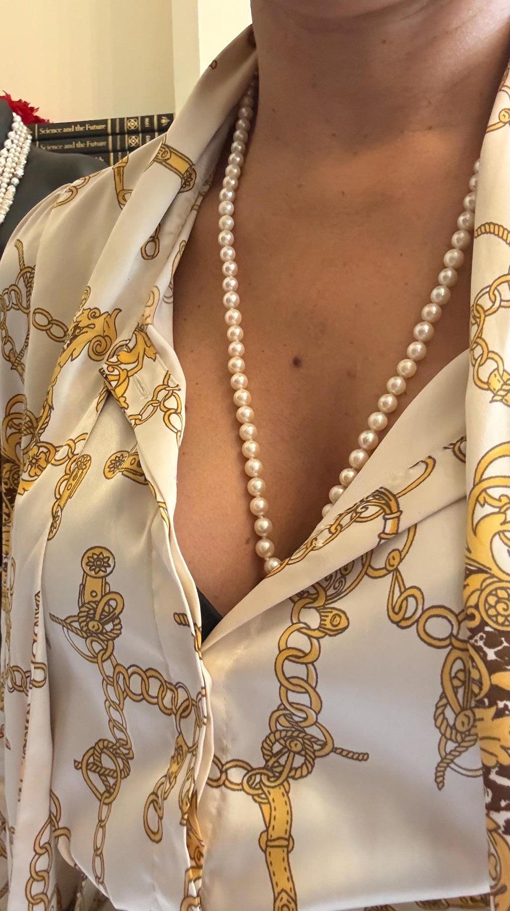 Vintage 18ct Gold Saltwater Akoya Pearl Necklace 25in Gift Idea - N055