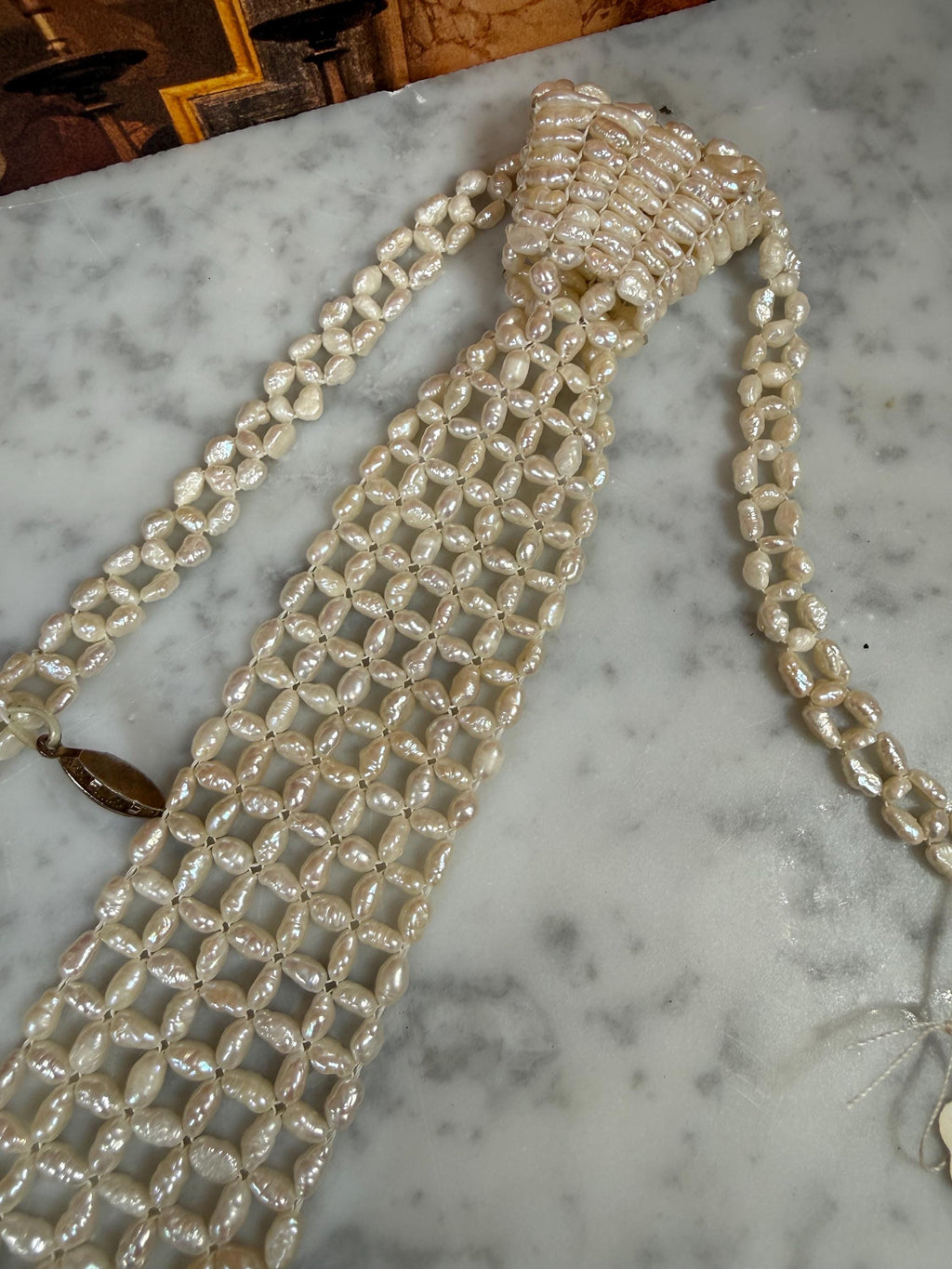 Estate Freshwater Pearl Neck Tie Necklace- N125