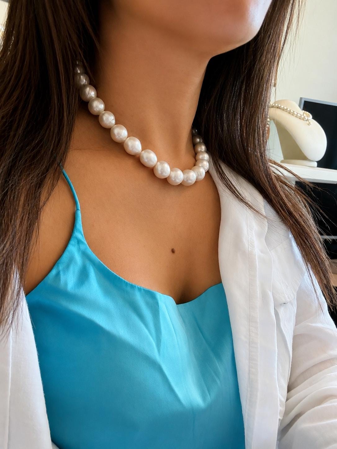 Huge 14mm Saltwater South Sea Baroque Pearl Necklace - N 178